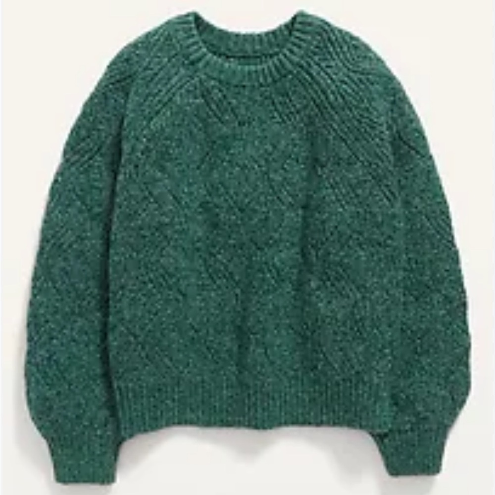 Old Navy Textured Shaker-Stitch Sweater for Girls Knit in green girls 8